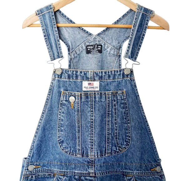 Vintage 90s hip hop Ralph Lauren Blue Denim OVERALLS Size XL 80s 90s